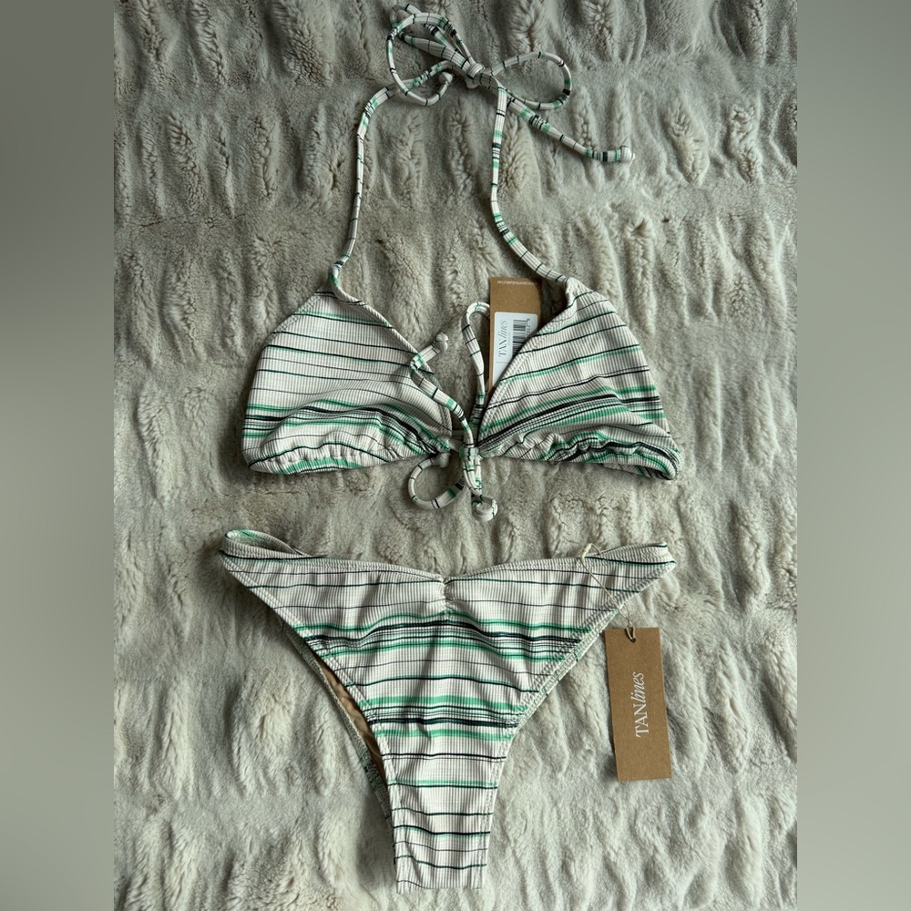 Tan + Lines striped bikini NWT